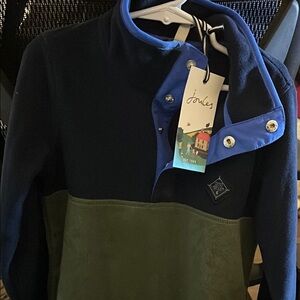 Joules Boys Button Up Sweater in Navy and Olive